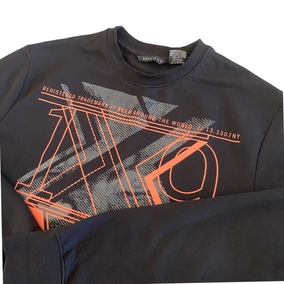 Sean John Y2K 1998 Graphic Sweatshirt Black Red-Orange Crewneck Pullover Men's L - Picture 1 of 8